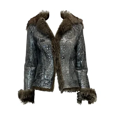 Pre-owned Roberto Cavalli Silver Shearling-trimmed Fur Jacket, Fall-winter 2006 In Black