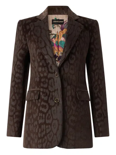 Roberto Cavalli Single-breasted Blazer In Brown