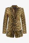 Roberto Cavalli Single-breasted Blazer With Jaguar Skin Print In Brown