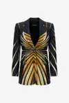Roberto Cavalli Einreiher-blazer Mit Ray Of Gold-druck In Gold