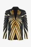 Roberto Cavalli Single-breasted Blazer With Ray Of Gold Print In Gold