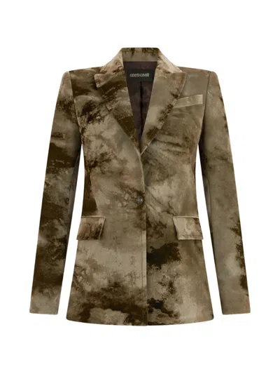 Roberto Cavalli Single-breasted Blazer In Green