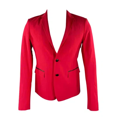 Pre-owned Roberto Cavalli Size 38 Red Raspberry Wool Blend Sport Coat