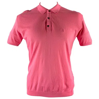 Pre-owned Roberto Cavalli Size Xxl Pink Knitted Cotton Buttoned Polo