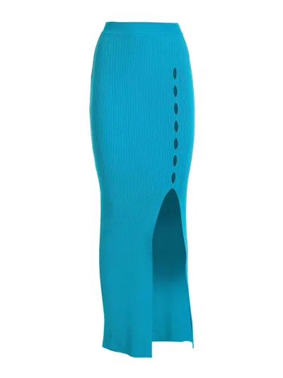 Roberto Cavalli Skinny Fit Ribbed Skirt In Azul Claro
