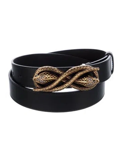 Pre-owned Roberto Cavalli Skinny Leather Belt In Black