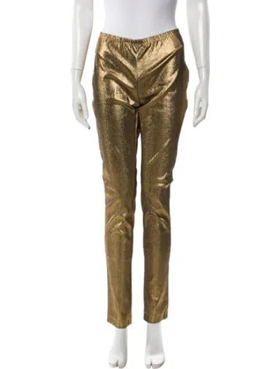 Pre-owned Roberto Cavalli Skinny Leg Pants In Gold