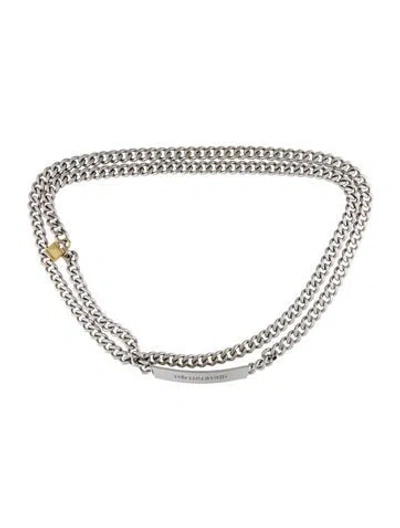 Pre-owned Roberto Cavalli Skinny Metal Chain-link Belt In Gold