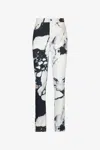 Roberto Cavalli Skinny Trousers With Marble Print In Black/white