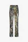 Roberto Cavalli Skinny Trousers With Marble Print In Dark Green