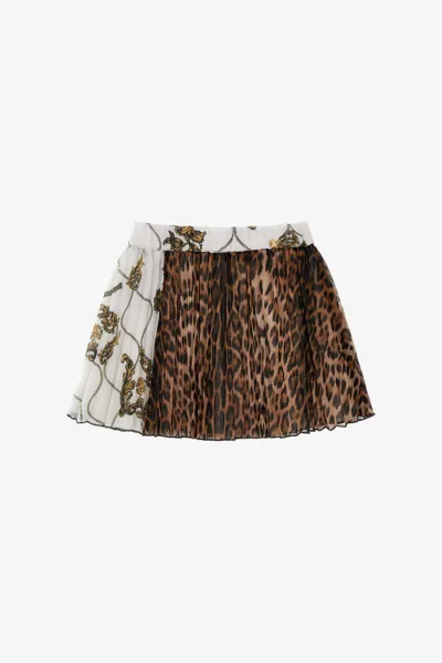 Roberto Cavalli Kids' Skirt Leopard Print In Light Brown