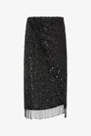 Roberto Cavalli Fringe-detail Sequined Skirt In Black