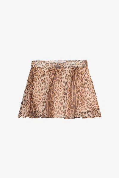 Roberto Cavalli Skirt With Jaguar Skin Print In Brown