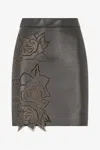 Roberto Cavalli Skirt With Perforated Rose Pattern In Black