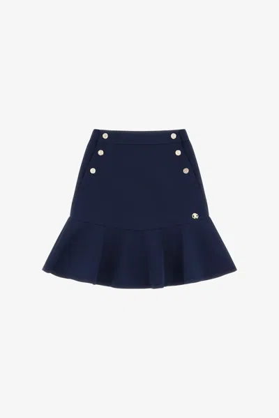 Roberto Cavalli Skirt With Rc Logo In Blue