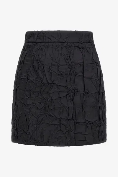 Roberto Cavalli Skirt With Wrinkled Effect In Black