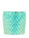 Roberto Cavalli Mini Skirt With Optical Glass Print And Micro Studs In Green