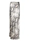 Roberto Cavalli Python Printed Silk Satin Long Skirt In Multi