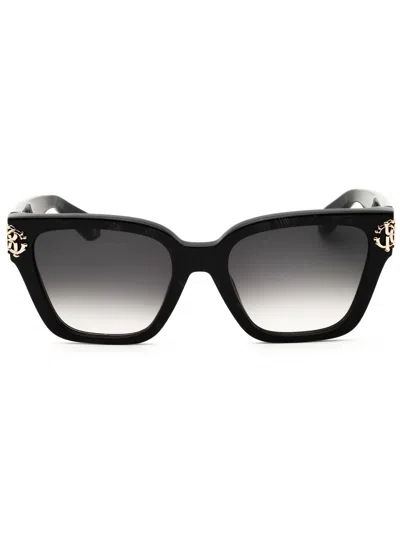 Roberto Cavalli Sleek Rectangular Women's Mini Sunglasses In Black