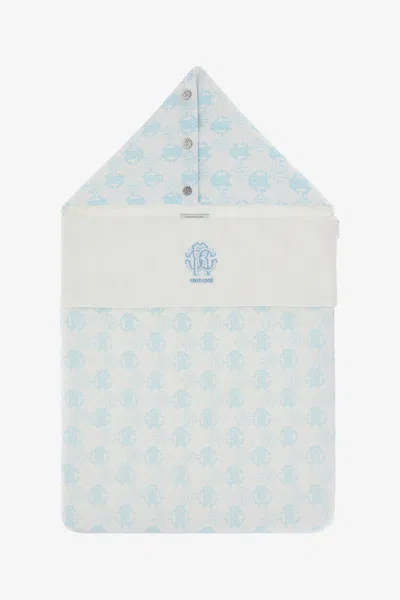Roberto Cavalli Sleeping Bag With Rc Monogram In Light Blue