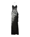 Roberto Cavalli Long Dress With Zebra Print In Black