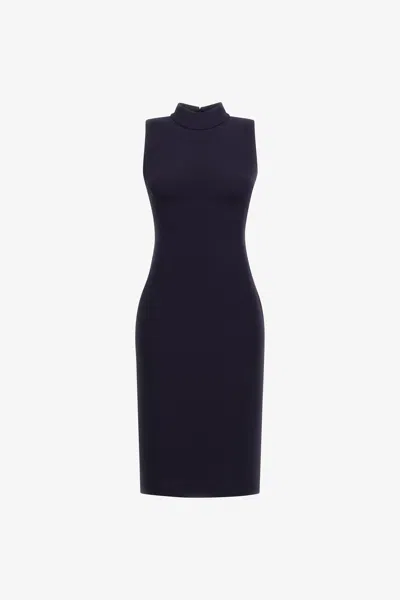 Roberto Cavalli Sleeveless Dress With Rc In Dark Blue