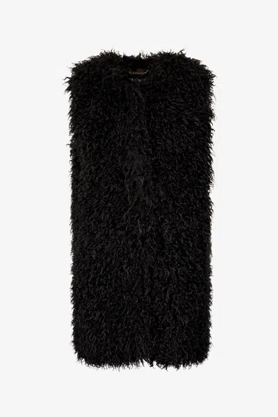 Roberto Cavalli Sleeveless Faux Fur Top In Black