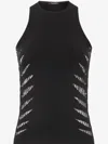 Roberto Cavalli Tank Top With Perforated Zebra Pattern In Black