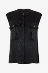 Roberto Cavalli Sleeveless Top With Jaguar Skin Pattern In Black