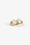 Roberto Cavalli Slides With Lettering And Golden Strap In White/gold