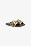 Roberto Cavalli Slides With Lettering In Black/gold