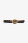 Roberto Cavalli Snake-shaped Buckle Leather Belt In Black