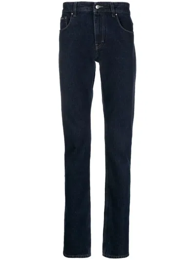 Roberto Cavalli Leopard Print Straight-leg Jeans In Blue