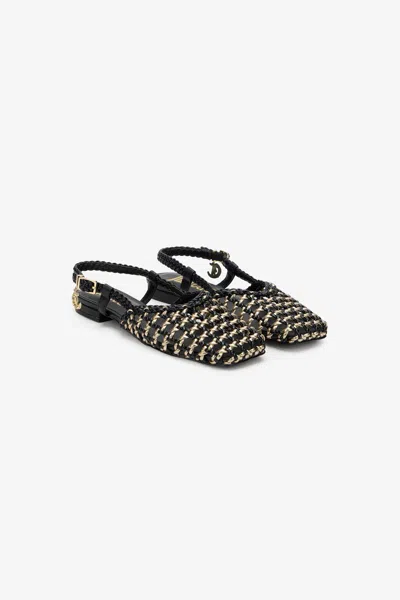 Roberto Cavalli Slingback In Braided Design In Black