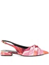 Roberto Cavalli Le Pettegole Slingback With Plumage Print In Pink