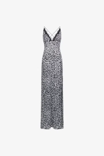 Roberto Cavalli Slip Dress With Leopard Print In Black