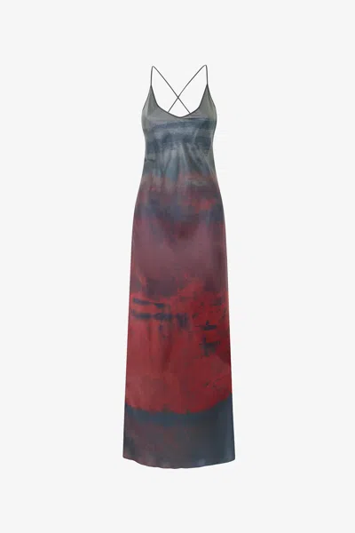 Roberto Cavalli Slip-style Long Dress With Garment-dyed Effect In Multi