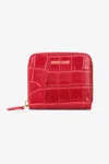 Roberto Cavalli Small Antique Rose Crocodile-effect Wallet In Red