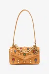 Roberto Cavalli Small Bag With Stones And Chain In Yellow