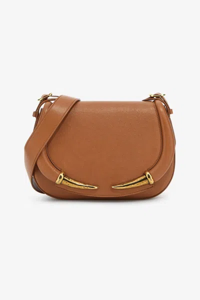 Roberto Cavalli Small Fang Shoulder Bag In Brown