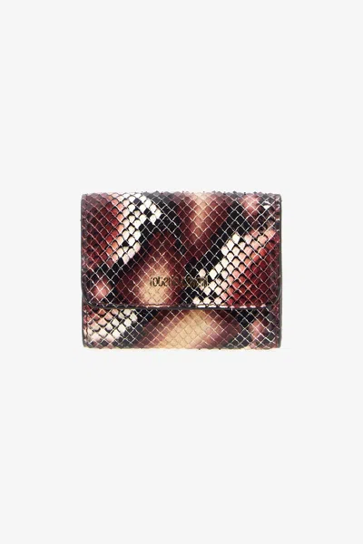 Roberto Cavalli Small Logo-print Leather Wallet In Animal Print