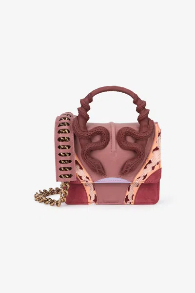 Roberto Cavalli Small Pink Bag With Snakes