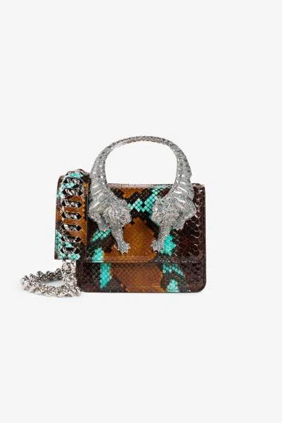 Roberto Cavalli Small Roar Crystal-embellished Shoulder Bag In Brown