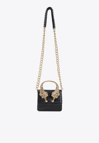 Roberto Cavalli Small Roar Flap Shoulder Bag In Black
