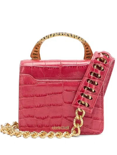 Roberto Cavalli Small Roar Tiger Chain Mini Bag In Pink