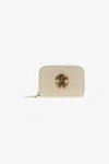 Roberto Cavalli Small Wallet With Monogram Rc And Zip In Ivory