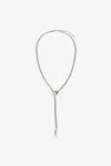 Roberto Cavalli Snake And Fang Necklace In Nero/beige/palladio