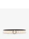 Roberto Cavalli Printed Leather Belt With Snake Buckle In Nude
