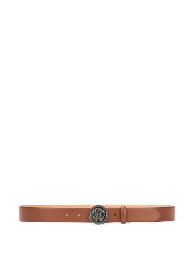 ROBERTO CAVALLI SNAKE-BUCKLE LEATHER BELT
