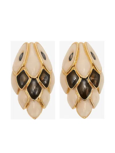 Roberto Cavalli Snake Clip-on Earrings In Neutrals